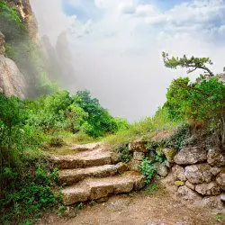 image of ruins in the clouds