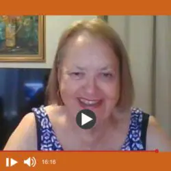 Psychic Medium Diana Rae has short blond bobbed hair. She is doing a video interview online with Rose Smith about spirit visitations.