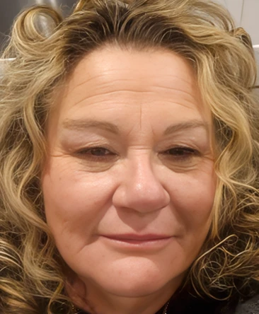 Psychic Gail close-up portrait with curly hair