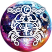 a white crab on a beautiful multicolored full moon representing the ruling planet of star sign cancer