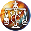 white twin scales on beautiful yellow and blue planet venus representing the ruling planet of star sign libra