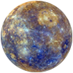 planet mercury with blue and gold swirls in retrograde